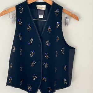 Vintage henri bendel New York Studded Rhinestone Vest Black Size Medium